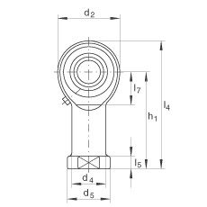 INA桿端軸承 GIKL12-PB, 根據(jù) DIN ISO 12 240-4 標(biāo)準(zhǔn)，帶左旋內(nèi)螺紋，需維護(hù)