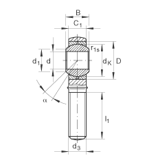INA桿端軸承 GAKL22-PB, 根據(jù) DIN ISO 12 240-4 標(biāo)準(zhǔn)，帶左旋外螺紋，需維護(hù)