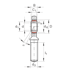 INA桿端軸承 GAL45-UK-2RS, 根據(jù) DIN ISO 12 240-4 標準，帶左旋外螺紋，免維護，兩側唇密封