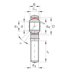 INA桿端軸承 GAKL22-PW, 根據(jù) DIN ISO 12 240-4 標準，帶左旋外螺紋，需維護