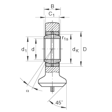 INA液壓桿端軸承 GK35-DO, 根據(jù) DIN ISO 12 240 標(biāo)準(zhǔn)，帶焊接面，需維護(hù)