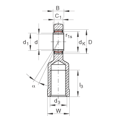 INA桿端軸承 GIR6-UK, 根據(jù) DIN ISO 12 240-4 標(biāo)準(zhǔn)，帶右旋內(nèi)螺紋，免維護(hù)