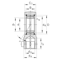INA液壓桿端軸承 GIHRK30-DO, 根據(jù) DIN ISO 12 240-4 標準，帶右旋螺紋夾緊裝置，需維護