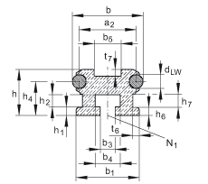 INA導(dǎo)軌 LFS52-NZZ, 實體輪廓，帶T型槽和側(cè)槽，帶兩根軌道軸；可提供耐腐蝕設(shè)計