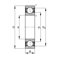 FAG深溝球軸承 S6004-2RSR, 根據(jù) DIN 625-1 標(biāo)準(zhǔn)的主要尺寸, 耐腐蝕保護(hù)，兩側(cè)唇密封