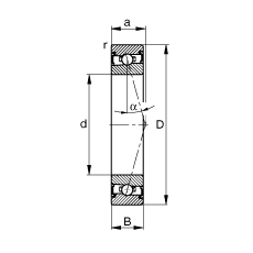 FAG主軸軸承 HSS71911-C-T-P4S, 調(diào)節(jié)，成對安裝，接觸角 α = 15°，兩側(cè)唇密封，非接觸，加嚴公差
