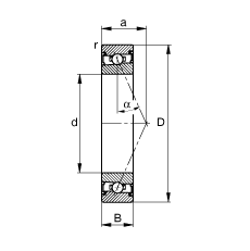 FAG主軸軸承 HSS7001-E-T-P4S, 調(diào)節(jié)，成對(duì)安裝，接觸角 α = 25°，兩側(cè)唇密封，非接觸，限制公差