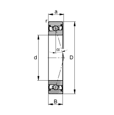 FAG主軸軸承 HCS7012-C-T-P4S, 調(diào)節(jié)，成對(duì)安裝，接觸角 α = 15°，兩側(cè)唇密封，非接觸，限制公差
