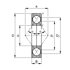 FAG四點(diǎn)接觸球軸承 QJ312-MPA, 根據(jù) DIN 628-4 標(biāo)準(zhǔn)的主要尺寸, 可分離, 剖分內(nèi)圈