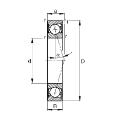 FAG主軸軸承 B7211-C-2RSD-T-P4S, 調(diào)節(jié)，成對安裝，接觸角 α = 15°，兩側(cè)唇密封，非接觸，加嚴(yán)公差