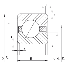 INA薄截面軸承 CSEB040, 角接觸球軸承，類型E，運(yùn)行溫度 -54°C 到 +120°C