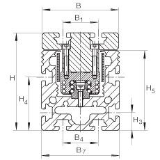 INA直線執(zhí)行器 MKKUSE20-ZR, 兩個滑塊在相反方向運動，滑塊帶六排球