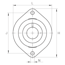INA軸承座單元 FLCTEY12, 帶兩個(gè)螺栓孔的法蘭的軸承座單元，鑄鐵， 內(nèi)圈帶平頭螺釘， P 型密封，無(wú)再潤(rùn)滑結(jié)構(gòu)