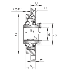 INA軸承座單元 RME20-N, 帶四個螺栓孔的法蘭的軸承座單元，定心凸出物，鑄鐵，偏心鎖圈，R 型密封