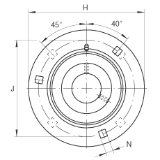 INA軸承座單元 RRY17-VA, 帶三個(gè)/四個(gè)螺栓孔的法蘭的軸承座單元，沖壓鋼板，內(nèi)圈帶平頭螺釘，R型密封， 耐腐蝕保護(hù)，無(wú)再潤(rùn)滑結(jié)構(gòu)