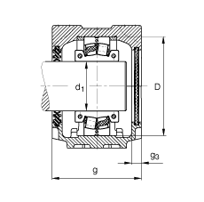 FAG直立式軸承座 SNV150-L + 222SM75-TVPA + DH517, 根據(jù) DIN 736/DIN737 標(biāo)準(zhǔn)的主要尺寸，剖分的調(diào)心滾子軸承，雙唇密封，脂和油潤滑