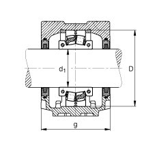 FAG直立式軸承座 SNV170-L + 222SM85-TVPA + FSV519, 根據(jù) DIN 736/DIN737 標準的主要尺寸，剖分的調(diào)心滾子軸承，毛氈密封，脂和油潤滑