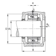 FAG直立式軸承座 SD3164-H-TS-AF-L + 23164-K-MB, 剖分，用于帶錐孔和緊定套的調(diào)心滾子軸承，迷宮密封，脂潤(rùn)滑