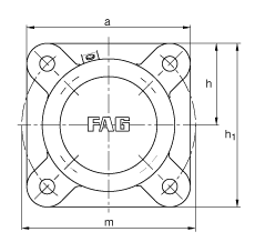 FAG法蘭式軸承座 F518-A-L + 20218-K-MB-C3, 方形的，用于帶錐孔和緊定套的軸承，氈密封，脂潤(rùn)滑