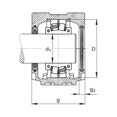 FAG直立式軸承座 SNV170-L + 222SM85-TVPA + FSV519, 根據(jù) DIN 736/DIN737 標準的主要尺寸，剖分的調(diào)心滾子軸承，毛氈密封，脂和油潤滑