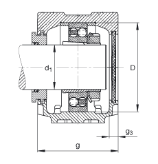 FAG直立式軸承座 SNV190-L + 2318-K-M-C3 + H2318X302 + TSV518X302, 根據(jù) DIN 736/DIN737 標(biāo)準(zhǔn)的主要尺寸，剖分，帶錐孔和緊定套的自調(diào)心球軸承，迷宮密封，脂和油潤滑