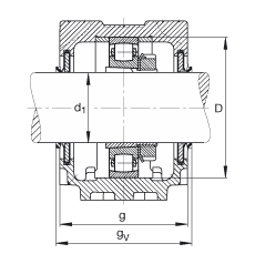 FAG直立式軸承座 SNV150-L + 20217-K-MB-C3 + H217X215 + DHV517, 根據(jù) DIN 736/DIN737 標(biāo)準(zhǔn)的主要尺寸，剖分，帶錐孔和緊定套的鼓形滾子軸承，V 型圈密封，脂和油潤(rùn)滑