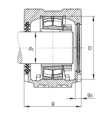 FAG直立式軸承座 SNV100-L + 21309-E1-K + H309X107 + DH609X107, 根據(jù) DIN 736/DIN737 標(biāo)準(zhǔn)的主要尺寸，剖分，帶錐孔和緊定套的調(diào)心滾子軸承，雙唇密封，脂和油潤滑