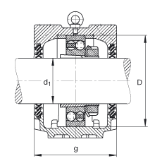 FAG直立式軸承座 SNV215-L + 1320-K-M-C3 + H320X310 + DH620X310, 根據(jù) DIN 736/DIN737 標準的主要尺寸，剖分，帶錐孔和緊定套的自調(diào)心球軸承，雙唇密封，脂和油潤滑