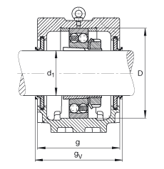 FAG直立式軸承座 SNV215-L + 1320-K-M-C3 + H320X307 + DHV620X307, 根據(jù) DIN 736/DIN737 標準的主要尺寸，剖分，帶錐孔和緊定套的自調(diào)心球軸承，V型圈密封，脂和油潤滑