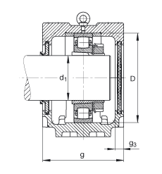 FAG直立式軸承座 SNV215-L + 20224-K-MB-C3 + H3024X403 + DHV524X403, 根據(jù) DIN 736/DIN737 標(biāo)準(zhǔn)的主要尺寸，剖分，帶錐孔和緊定套的鼓形滾子軸承，V 型圈密封，脂和油潤滑