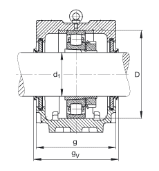 FAG直立式軸承座 SNV215-L + 20224-K-MB-C3 + H3024X403 + DHV524X403, 根據(jù) DIN 736/DIN737 標(biāo)準(zhǔn)的主要尺寸，剖分，帶錐孔和緊定套的鼓形滾子軸承，V 型圈密封，脂和油潤滑