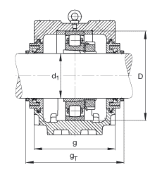 FAG直立式軸承座 SNV215-L + 20224-K-MB-C3 + H3024X403 + TCV524X403, 根據(jù) DIN 736/DIN737 標(biāo)準(zhǔn)的主要尺寸，剖分，帶錐孔和緊定套的鼓形滾子軸承，Taconite 密封，脂和油潤滑