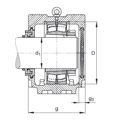 FAG直立式軸承座 SNV290-L + 23232-E1-K-TVPB + H2332X508 + TCV532, 根據(jù) DIN 736/DIN737 標準的主要尺寸，剖分，帶錐孔和緊定套的調(diào)心滾子軸承，Taconite 密封，脂和油潤滑