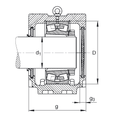 FAG直立式軸承座 SNV340-L + 22332-K-MB + H2332 + DHV532, 根據(jù) DIN 736/DIN737 標(biāo)準(zhǔn)的主要尺寸，剖分，帶錐孔和緊定套的調(diào)心滾子軸承，V 型圈密封，脂和油潤(rùn)滑