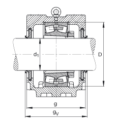 FAG直立式軸承座 SNV340-L + 22332-K-MB + H2332 + DHV532, 根據(jù) DIN 736/DIN737 標(biāo)準(zhǔn)的主要尺寸，剖分，帶錐孔和緊定套的調(diào)心滾子軸承，V 型圈密封，脂和油潤(rùn)滑