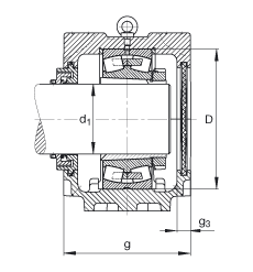 FAG直立式軸承座 SNV340-L + 22332-K-MB + H2332X507 + TCV532X507, 根據(jù) DIN 736/DIN737 標(biāo)準(zhǔn)的主要尺寸，剖分，帶錐孔和緊定套的調(diào)心滾子軸承，Taconite 密封，脂和油潤滑