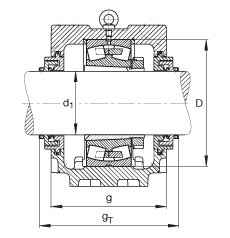 FAG直立式軸承座 SNV340-L + 22332-K-MB + H2332X507 + TCV532X507, 根據(jù) DIN 736/DIN737 標(biāo)準(zhǔn)的主要尺寸，剖分，帶錐孔和緊定套的調(diào)心滾子軸承，Taconite 密封，脂和油潤滑