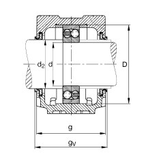 FAG直立式軸承座 SNV150-L + 1217-TVH + DHV217, 根據(jù) DIN 738/DIN739 標準的主要尺寸，剖分，帶圓柱孔和緊定套的自調(diào)心球軸承，V型圈密封，脂和油潤滑