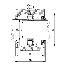 FAG直立式軸承座 SNV300-L + 20328-MB + DHV328, 根據(jù) DIN 738/DIN739 標(biāo)準(zhǔn)的主要尺寸，剖分，帶圓柱孔和緊定套的鼓形滾子軸承，V 型圈密封，脂和油潤(rùn)滑