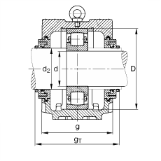 FAG直立式軸承座 SNV215-L + 20320-MB + TCV320, 根據(jù) DIN 738/DIN739 標準的主要尺寸，剖分，帶圓柱孔和緊定套的鼓形滾子軸承，Taconite 密封，脂和油潤滑