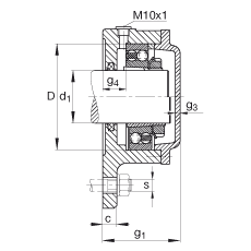 FAG法蘭式軸承座 F511-A-L + 1211-K-TVH-C3, 三角的，用于帶錐孔和緊定套的軸承，氈密封，脂潤滑