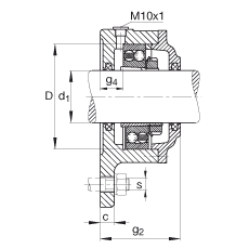 FAG法蘭式軸承座 F508-B-L + 1208-K-TVH-C3, 三角的，用于帶錐孔和緊定套的軸承，氈密封，脂潤(rùn)滑