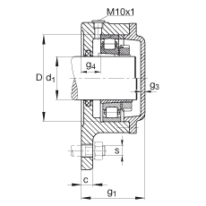 FAG法蘭式軸承座 F509-A-L + 20209-K-TVP-C3, 三角的，用于帶錐孔和緊定套的軸承，氈密封，脂潤滑