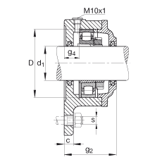 FAG法蘭式軸承座 F511-B-L + 20211-K-TVP-C3, 三角的，用于帶錐孔和緊定套的軸承，氈密封，脂潤滑