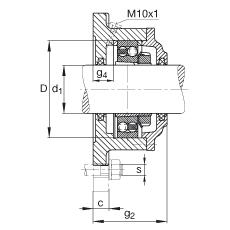 FAG法蘭式軸承座 F516-B-L + 1216-K-TVH-C3, 方形的，用于帶錐孔和緊定套的軸承，氈密封，脂潤滑