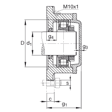 FAG法蘭式軸承座 F518-A-L + 20218-K-MB-C3, 方形的，用于帶錐孔和緊定套的軸承，氈密封，脂潤(rùn)滑