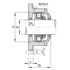 FAG法蘭式軸承座 F520-B-L + 20220-K-MB-C3, 方形的，用于帶錐孔和緊定套的軸承，氈密封，脂潤滑
