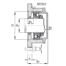 FAG法蘭式軸承座 F518-A-L + 2218-K-TVH-C3, 方形的，用于帶錐孔和緊定套的軸承，氈密封，脂潤滑
