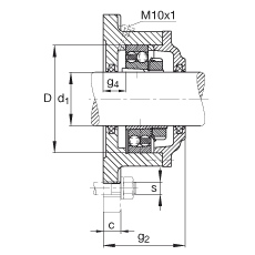 FAG法蘭式軸承座 F520-B-L + 2220-K-M-C3, 方形的，用于帶錐孔和緊定套的軸承，氈密封，脂潤滑