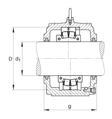 FAG直立式軸承座 S3040-H-N-FZ-AB-L + 230SM180-MA, 剖分的調心滾子軸承，毛氈密封，脂潤滑